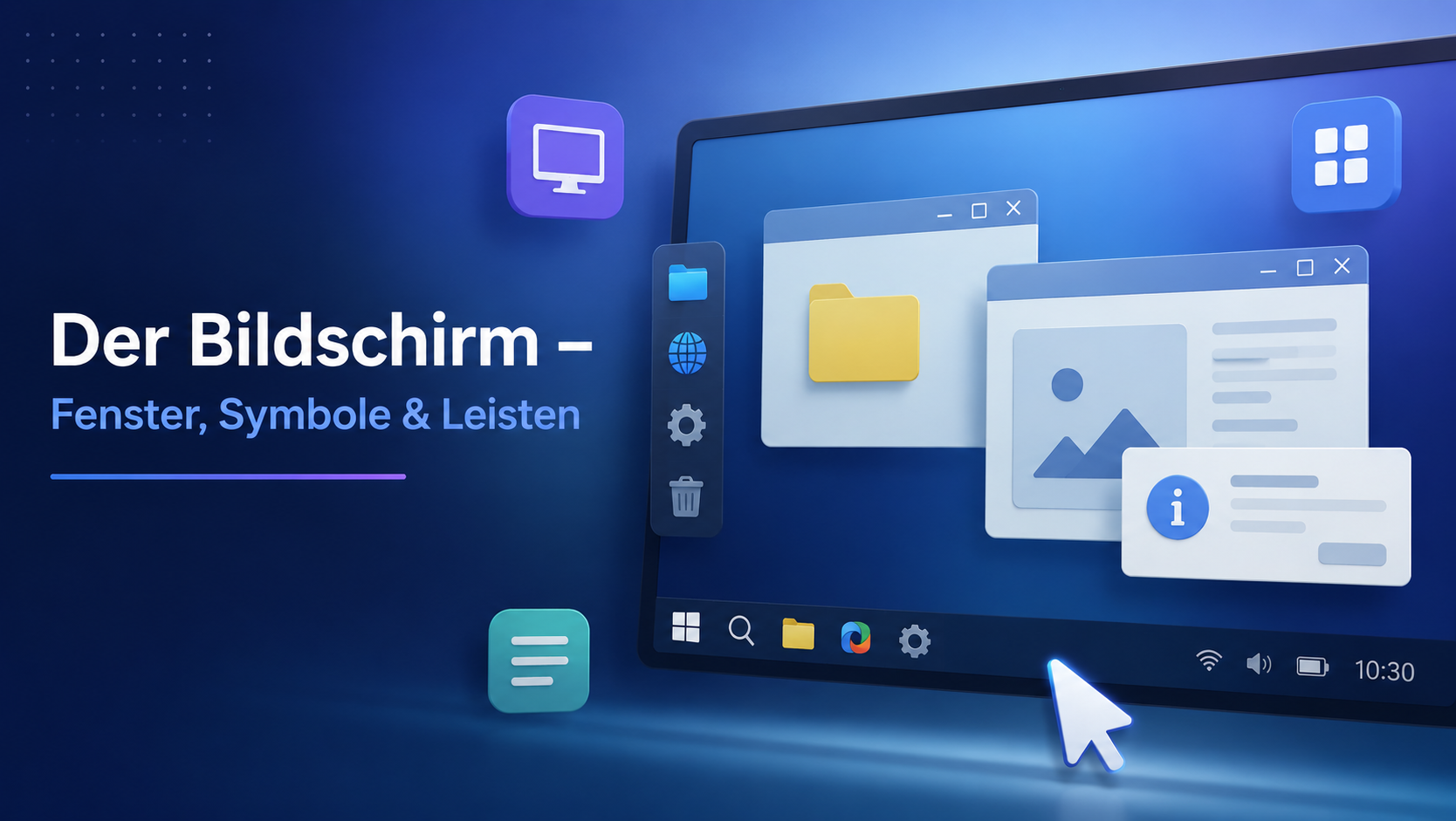 Der Bildschirm: Fenster, Symbole und Leisten